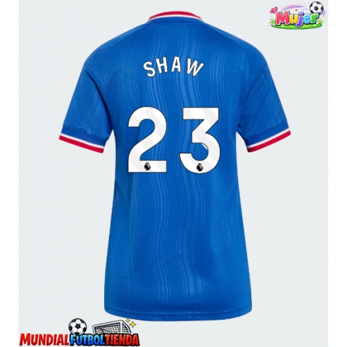 Camiseta Manchester United Luke Shaw #23 Segunda Equipación Replica 2026-27 para mujer mangas cortas
